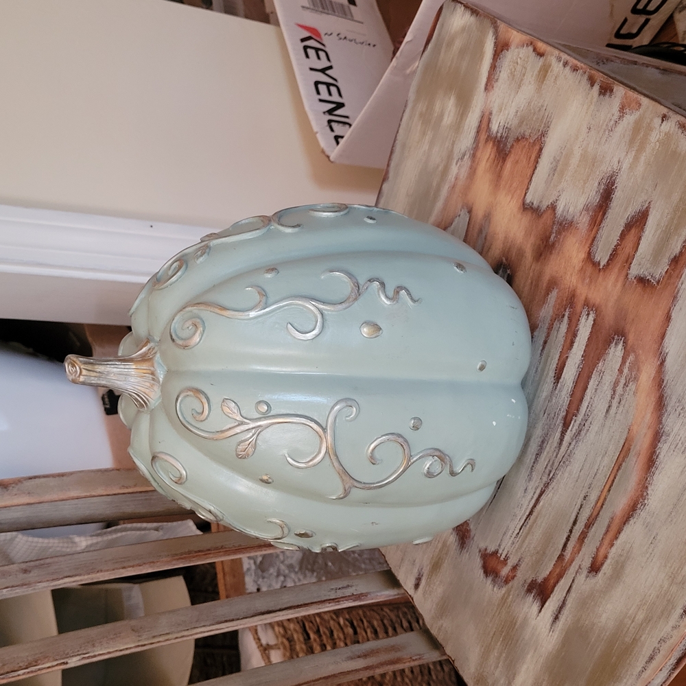 Elegant Baby Blue Decorative Pumpkin
